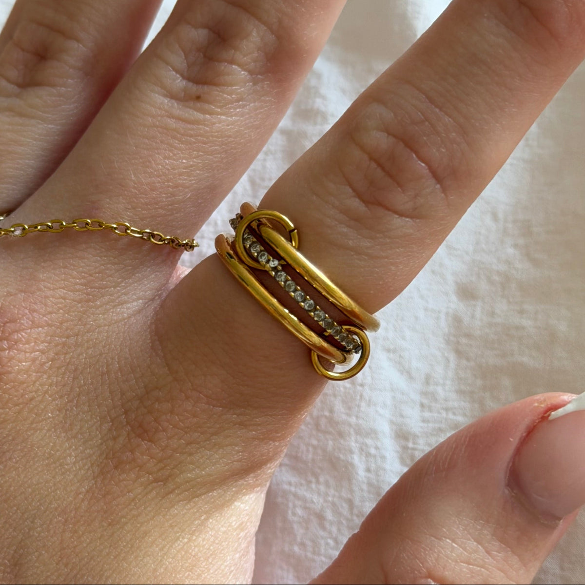 Stacked Linked Crystal Band Ring