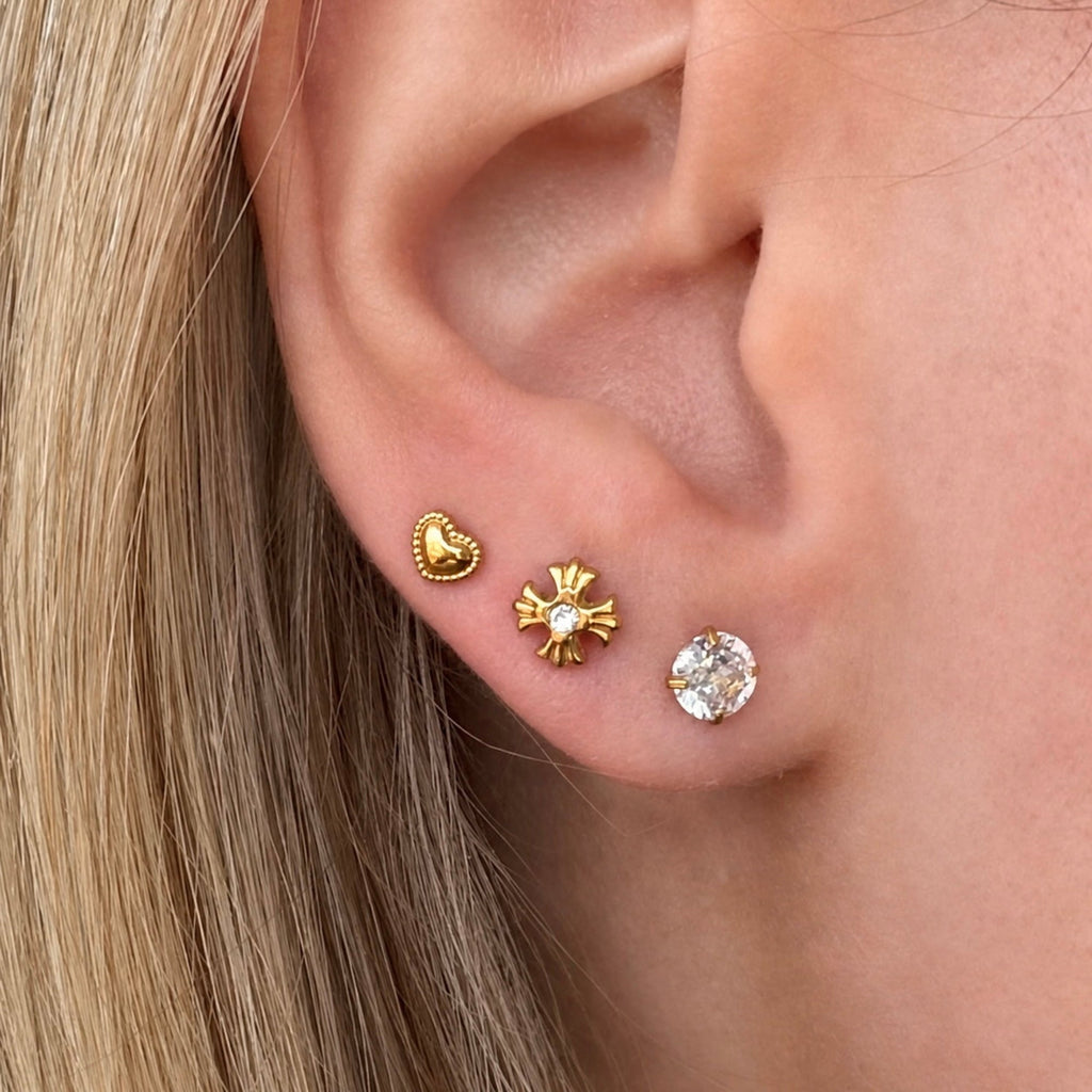 Sweetheart Flat Back Earrings 3 Piece Set