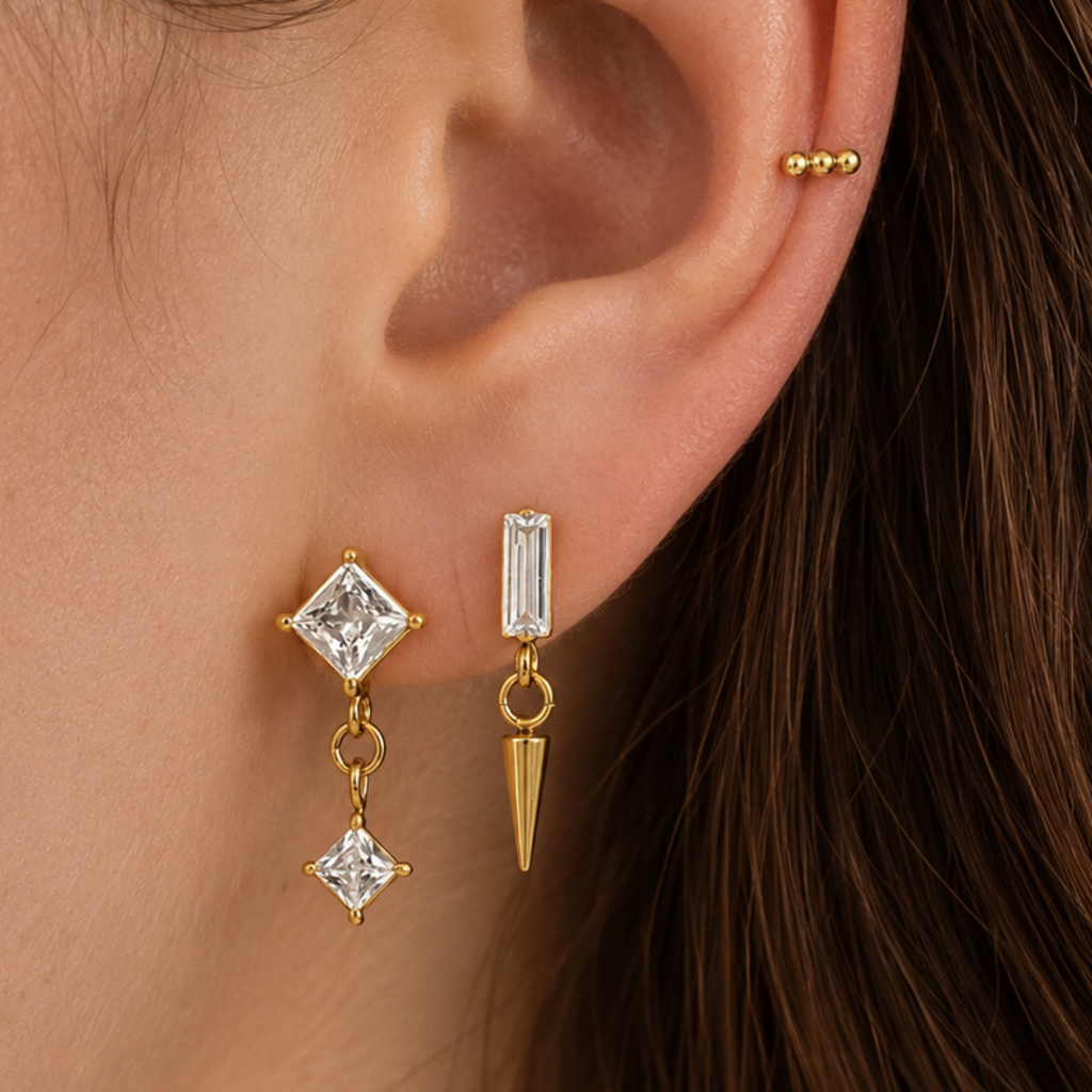Cool Girl Flat Back 3 Piece Earring Set