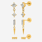 Cool Girl Flat Back 3 Piece Earring Set