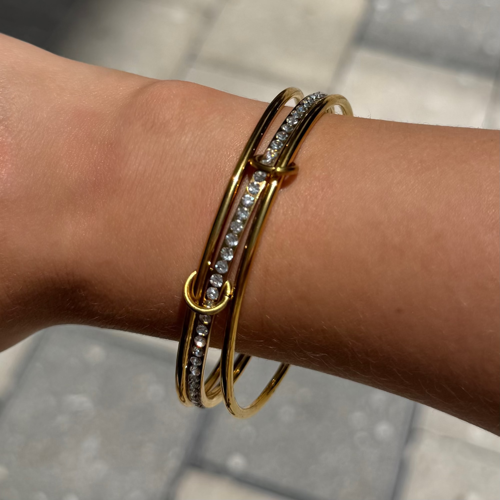 Champagne Stacked 3-Piece Linked Bangle