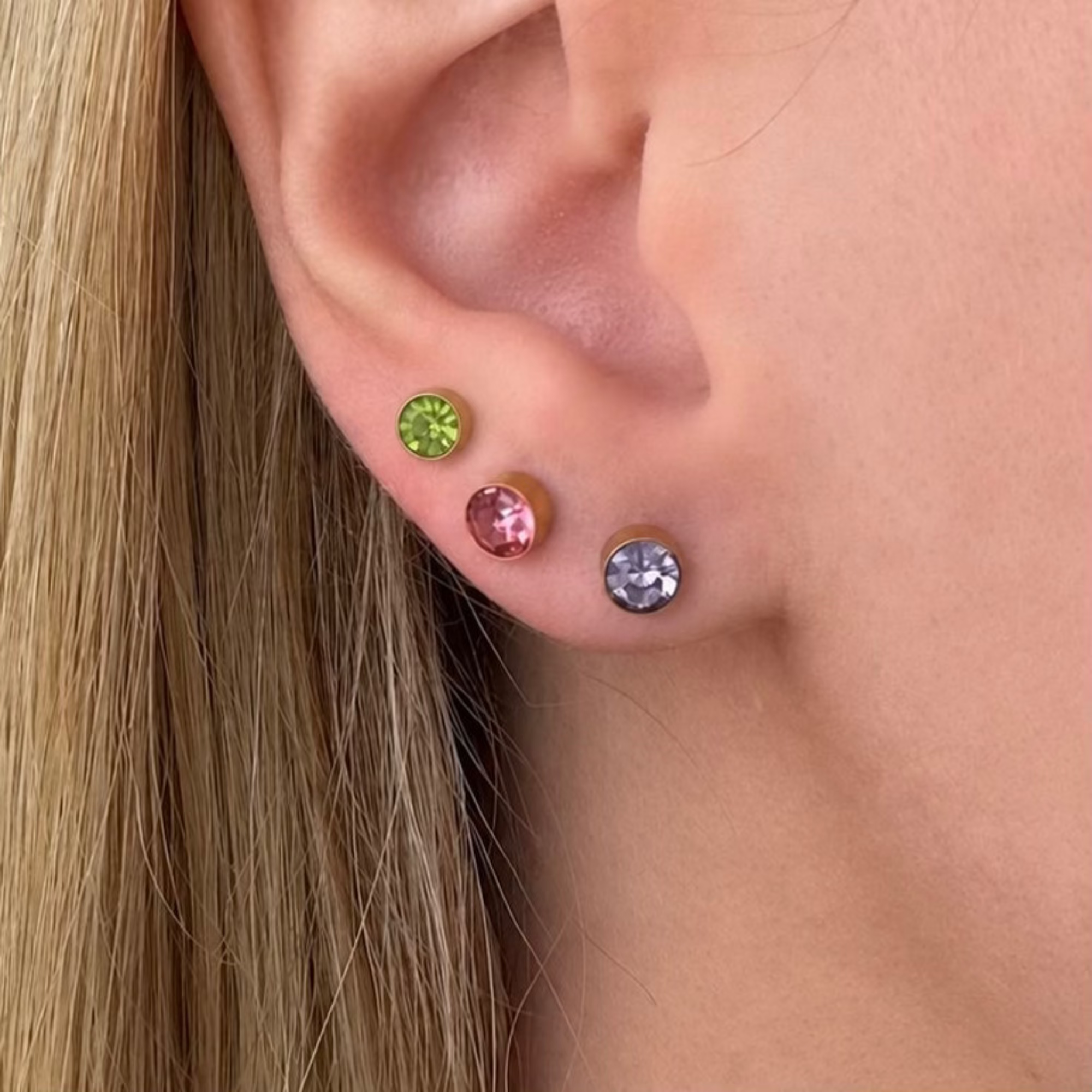 Rainbow Babe Flat Back 3 Piece Earring Set Gold