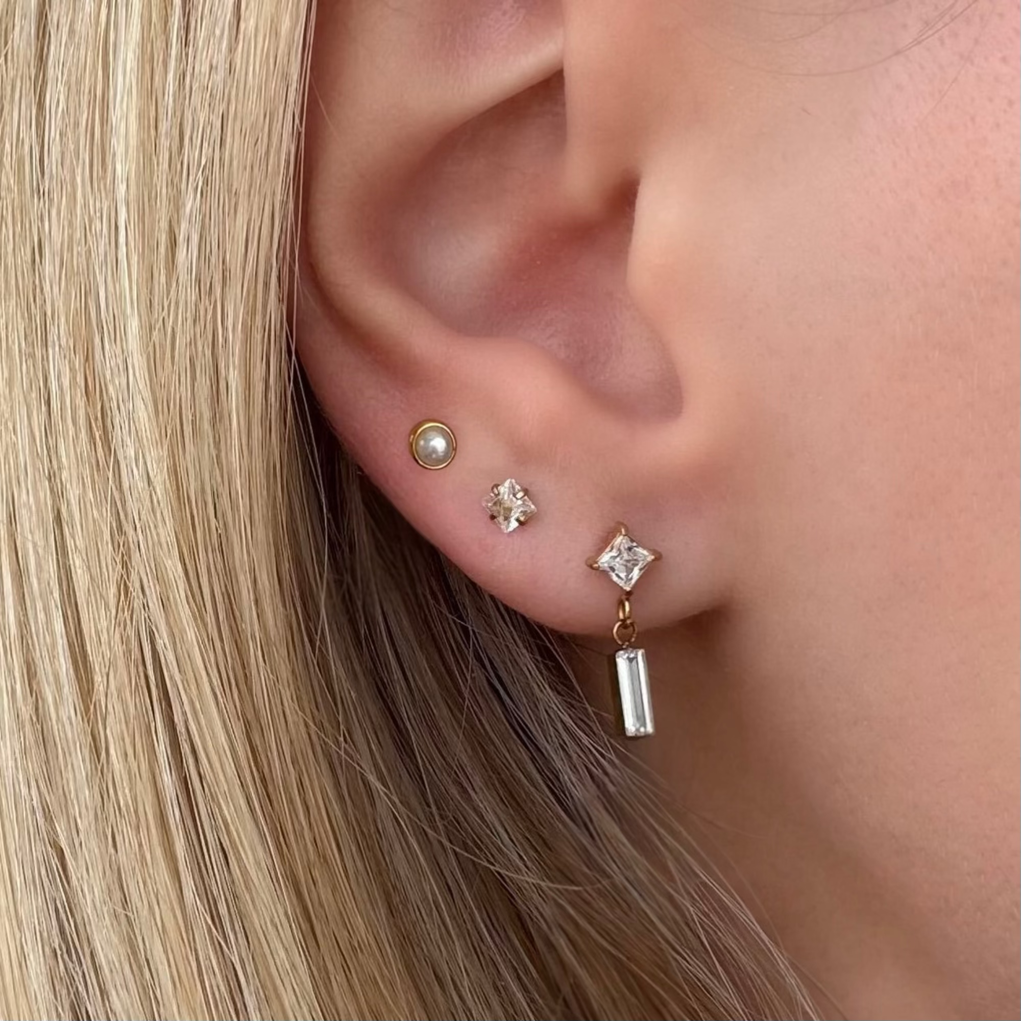 Sweet Shine Flat Back 3 Piece Earring Set