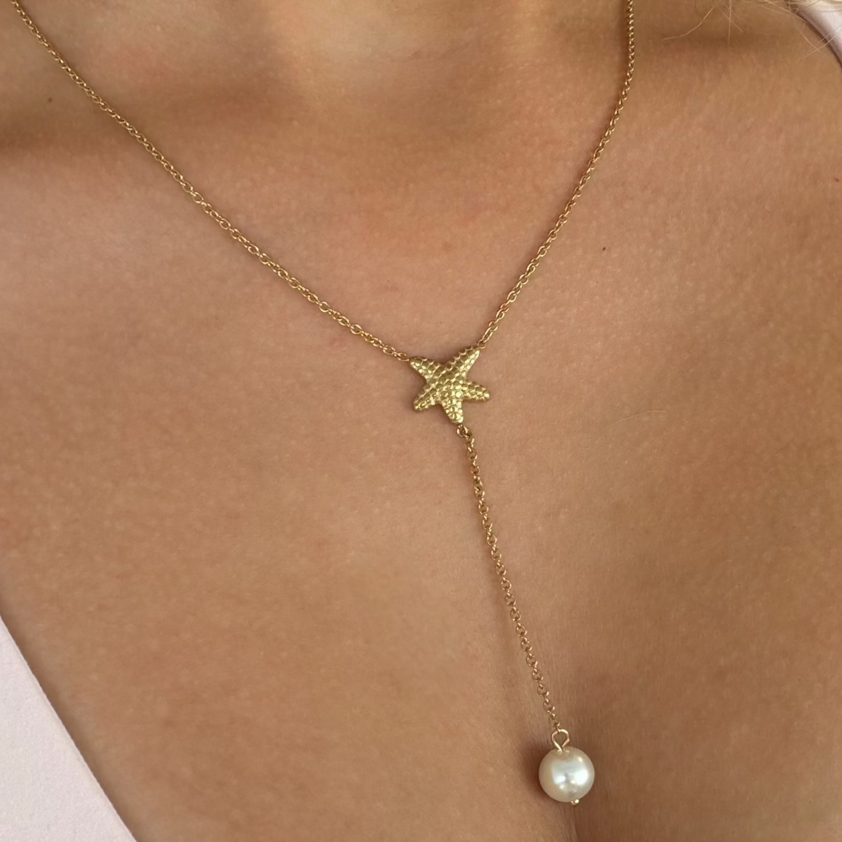Pearly Sea Lariat Necklace