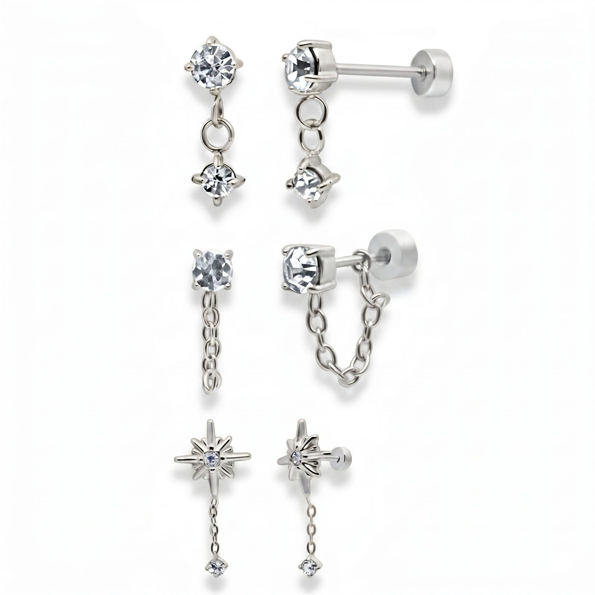 Meet Me At Midnight Flat Back 3-Piece Earring Set