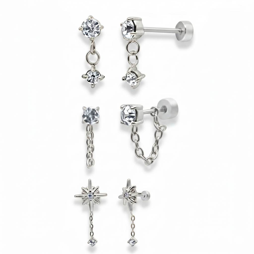 Meet Me At Midnight Flat Back 3-Piece Earring Set