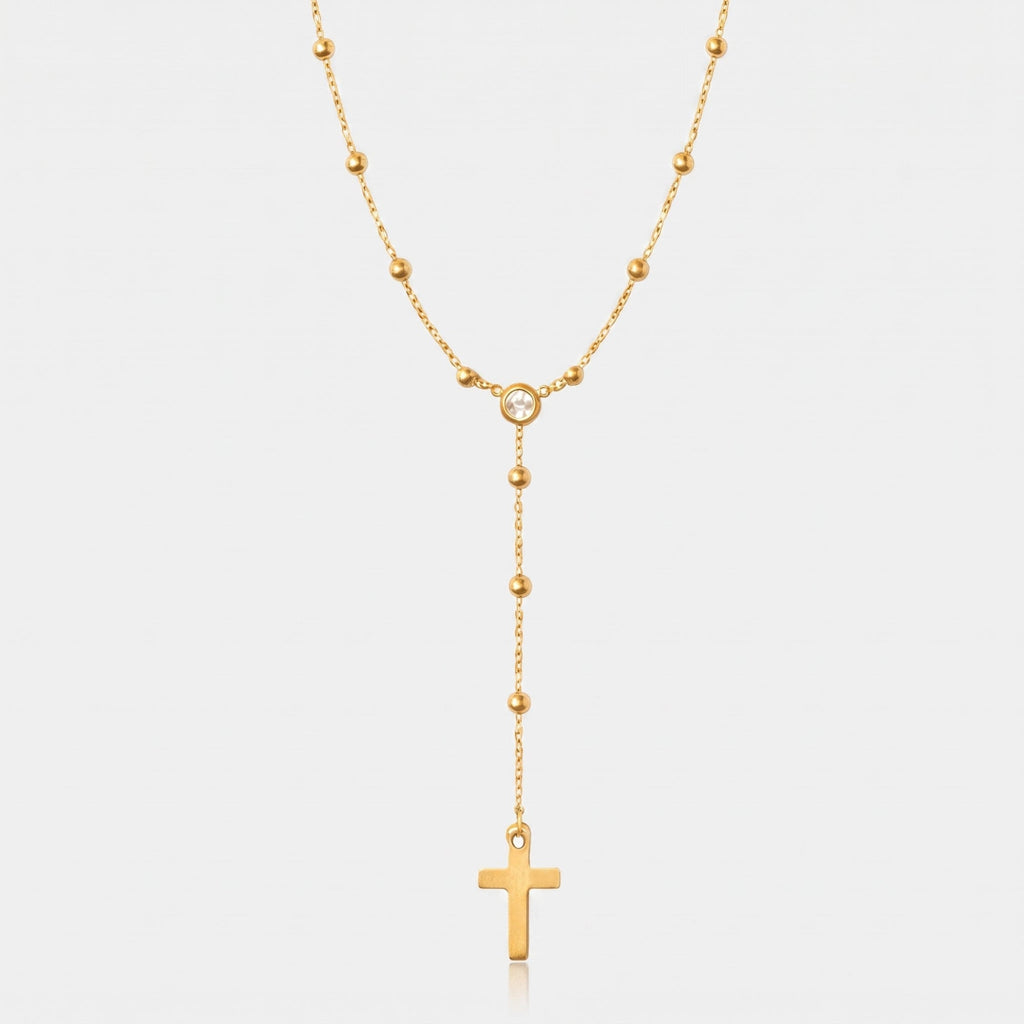 Alessia Lariat Cross Necklace