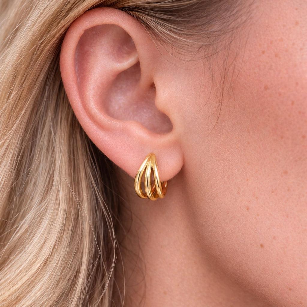 Triple Charm Hoop Earrings