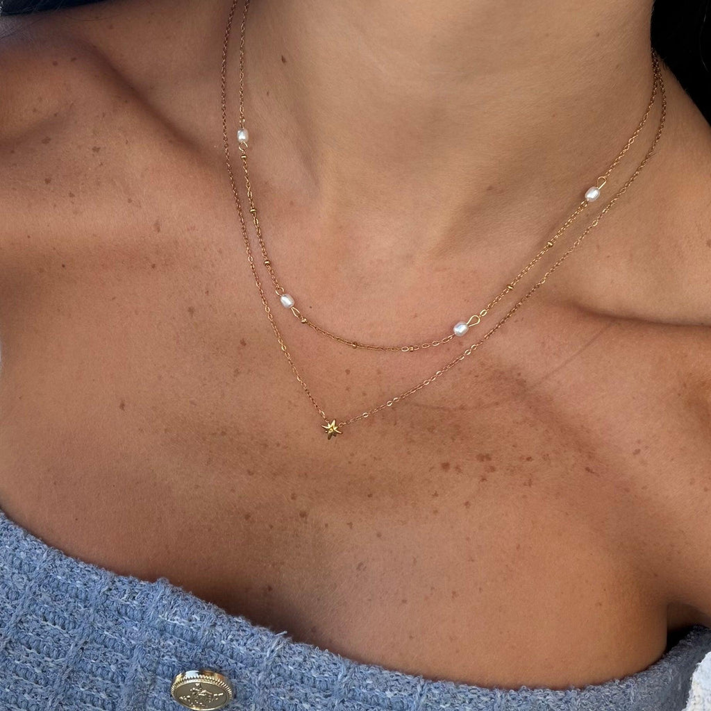 Sunlit Pearl Necklace 2 Pieces Set