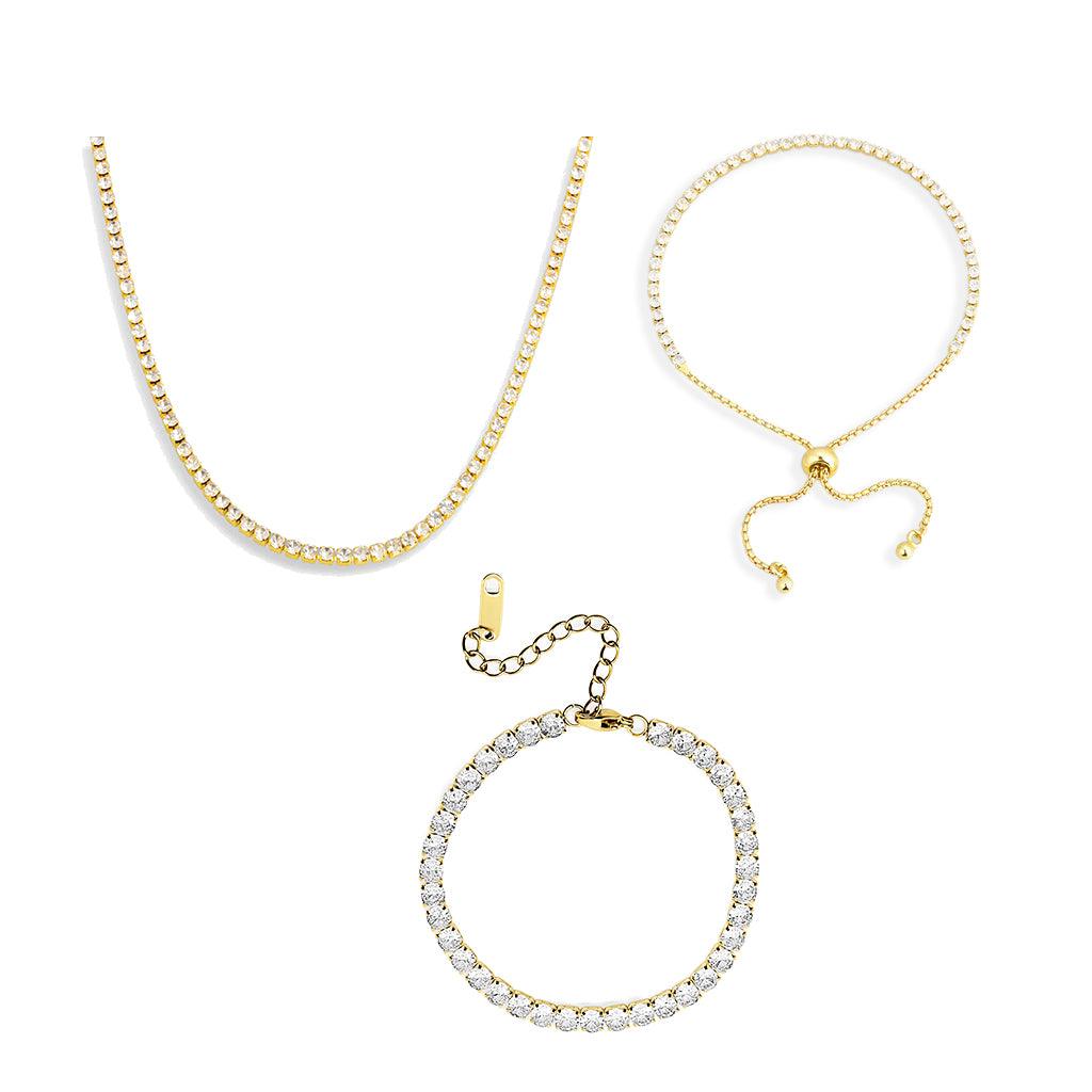 Icy Tennis Necklace & Bracelet 3 Piece Bundle