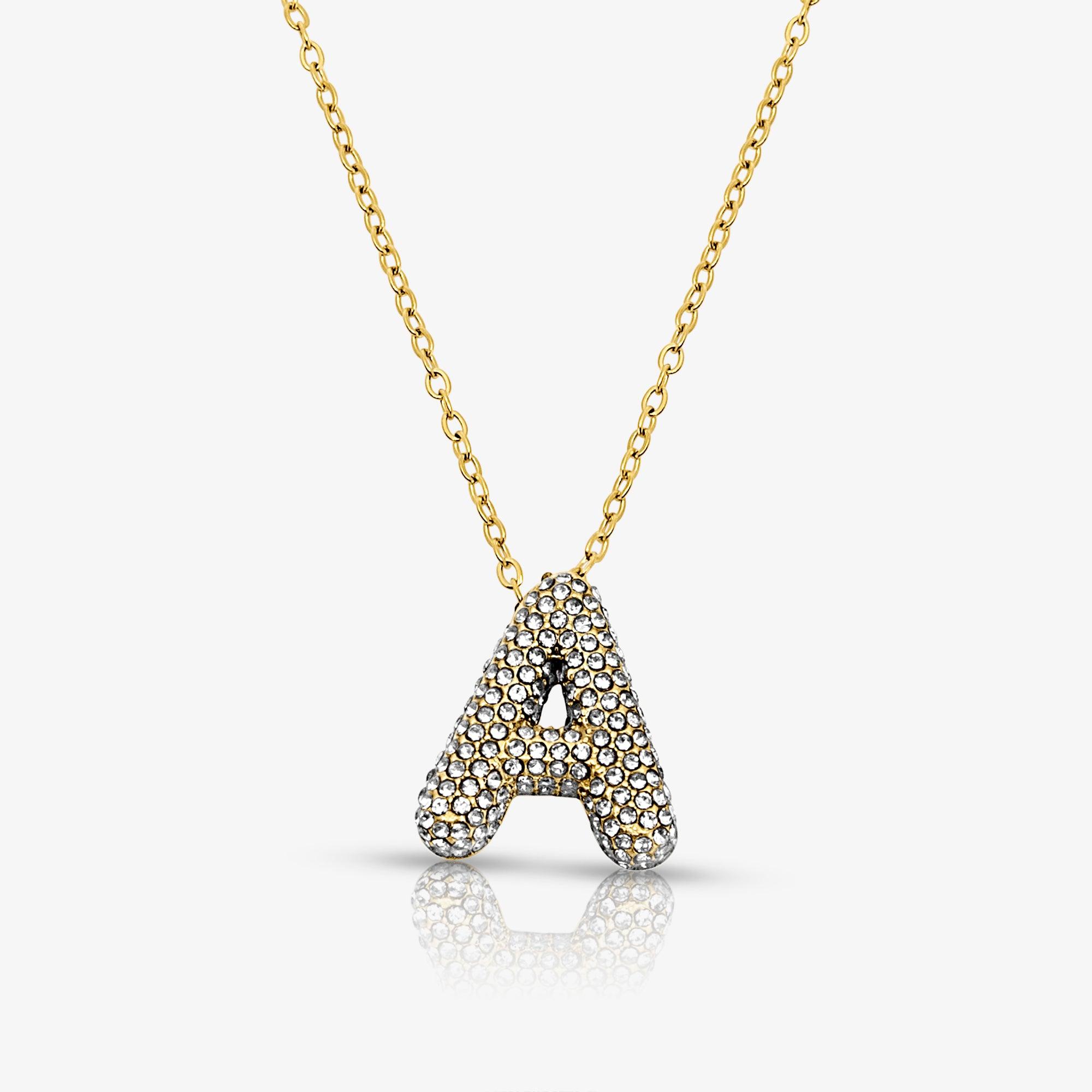 Pave Bubble Letter Necklace