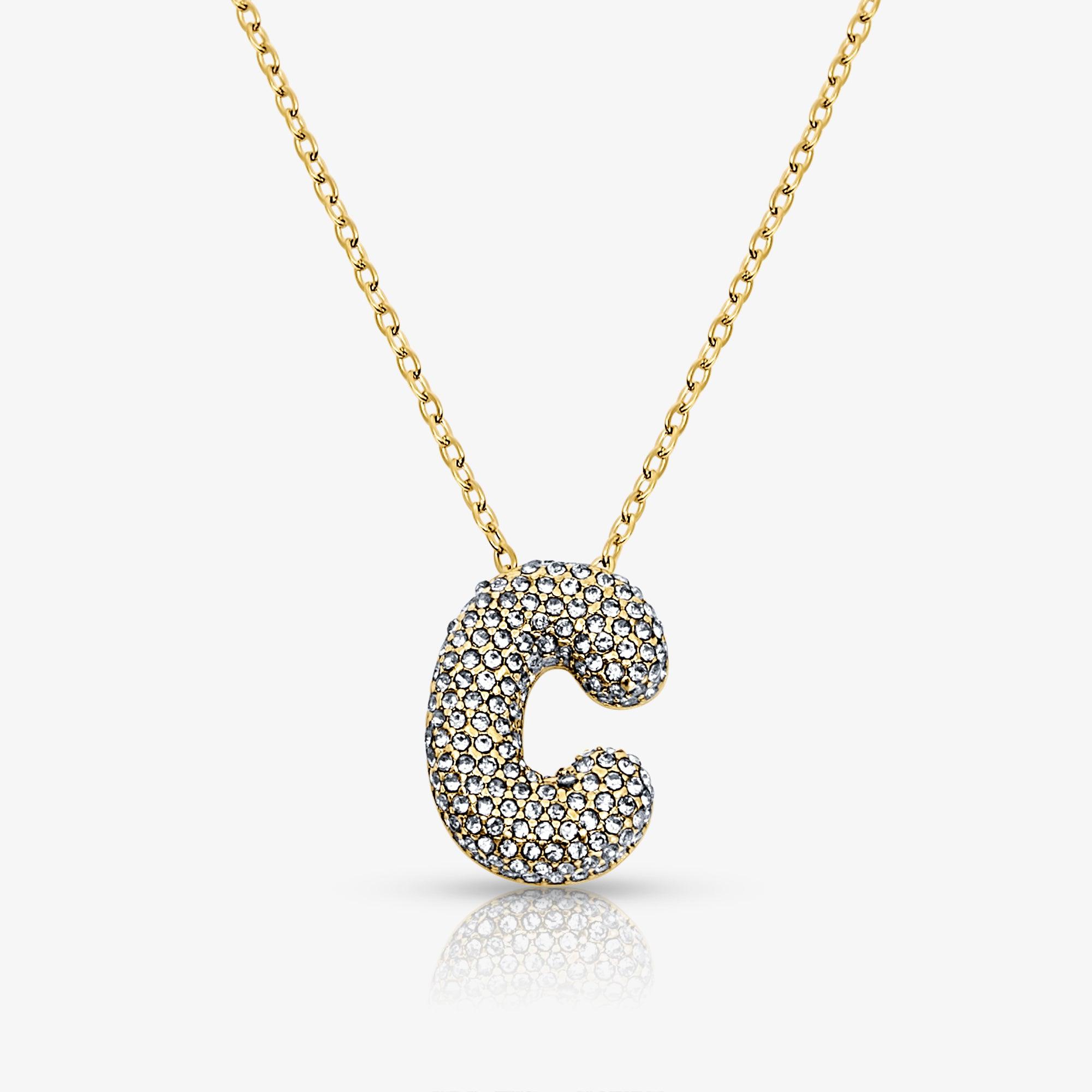 Pave Bubble Letter Necklace