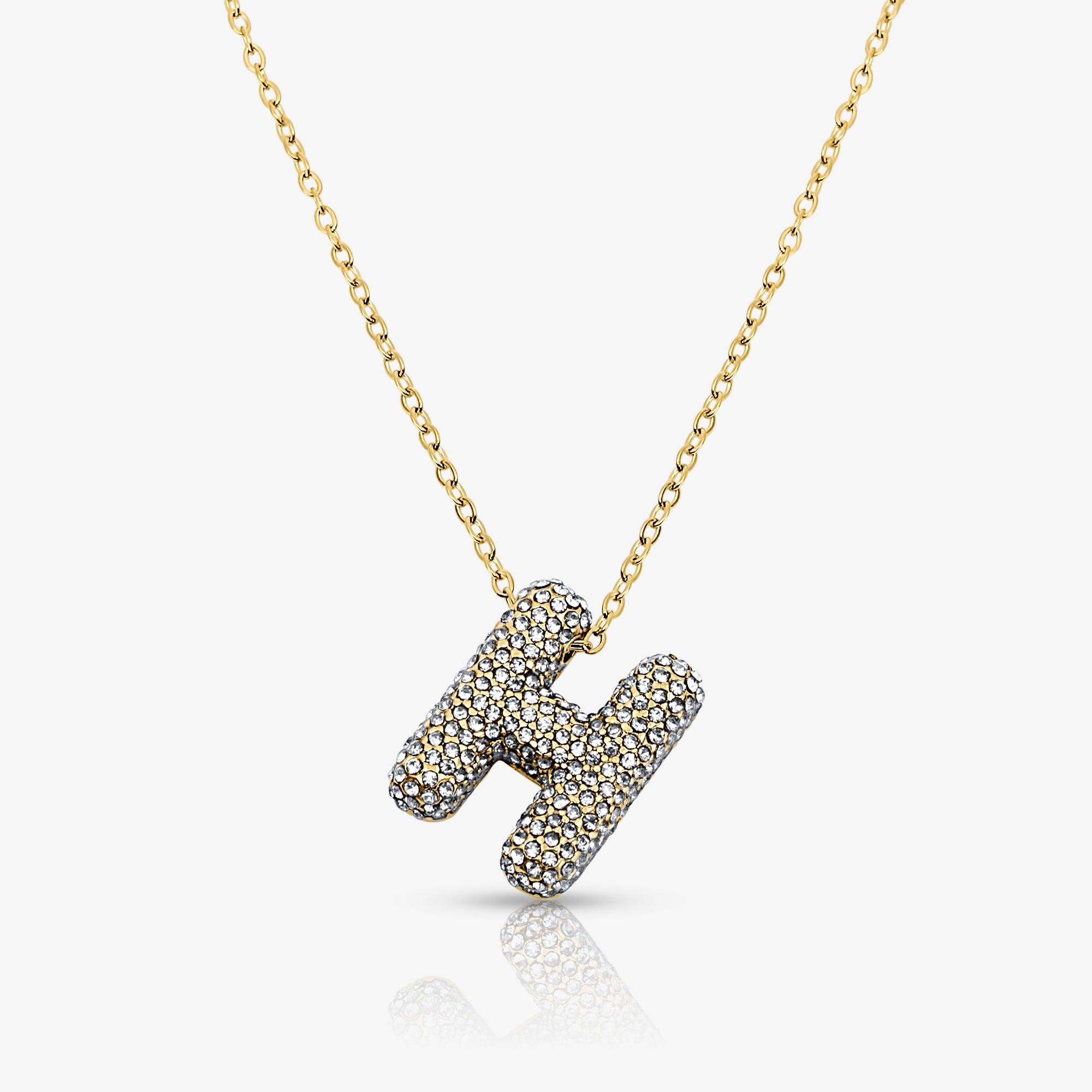 Pave Bubble Letter Necklace