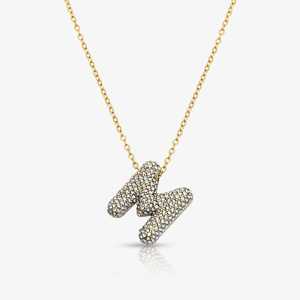 Pave Bubble Letter Necklace
