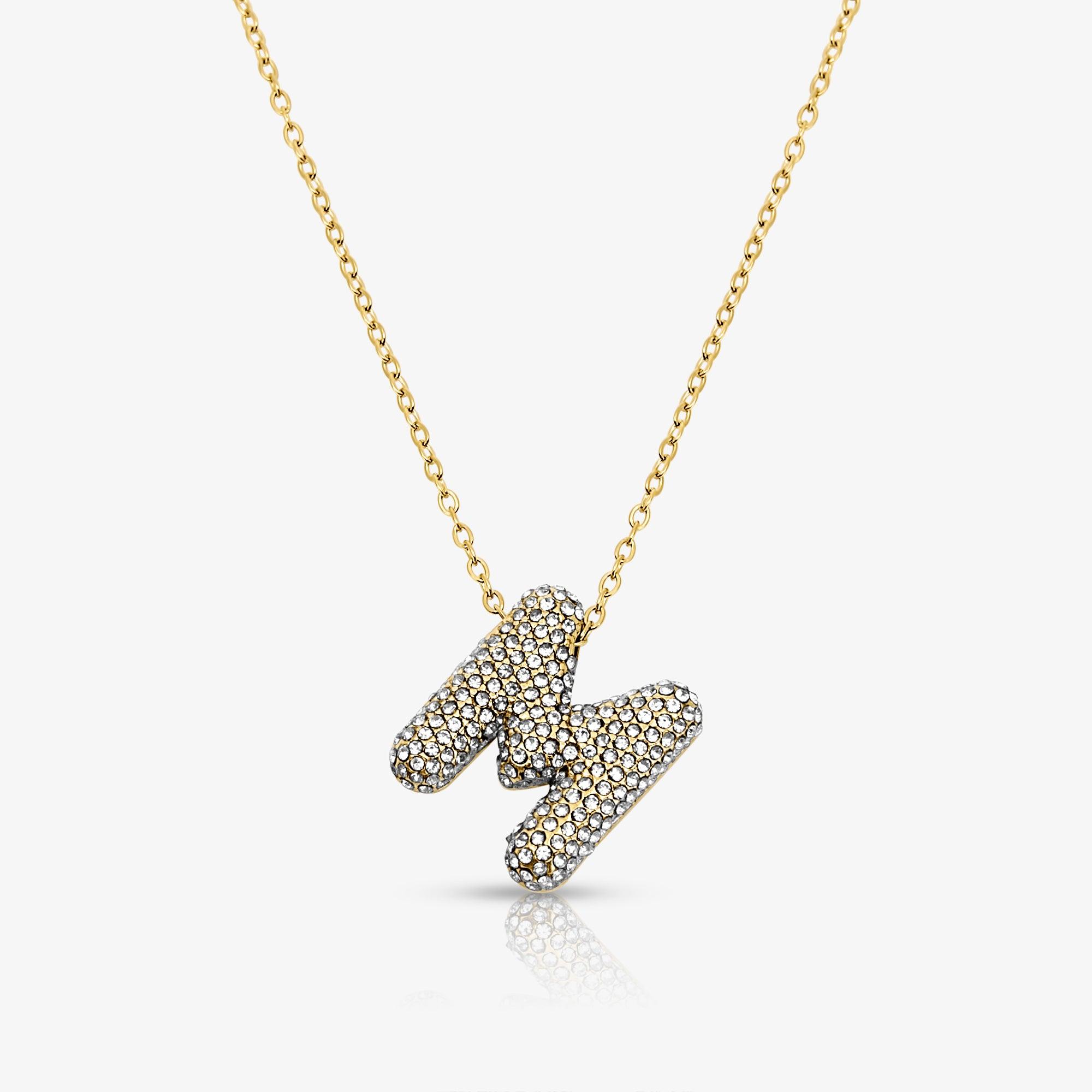 Pave Bubble Letter Necklace