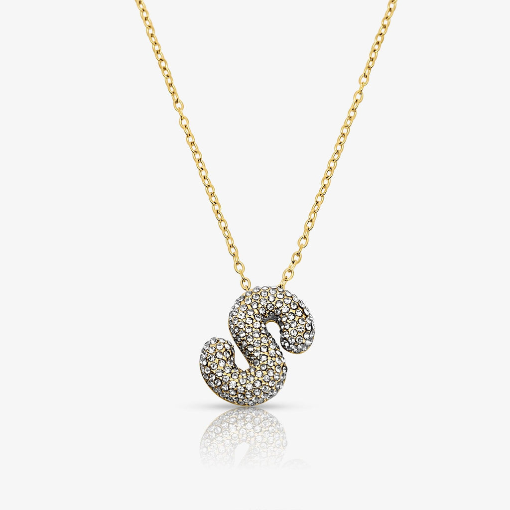 Pave Bubble Letter Necklace
