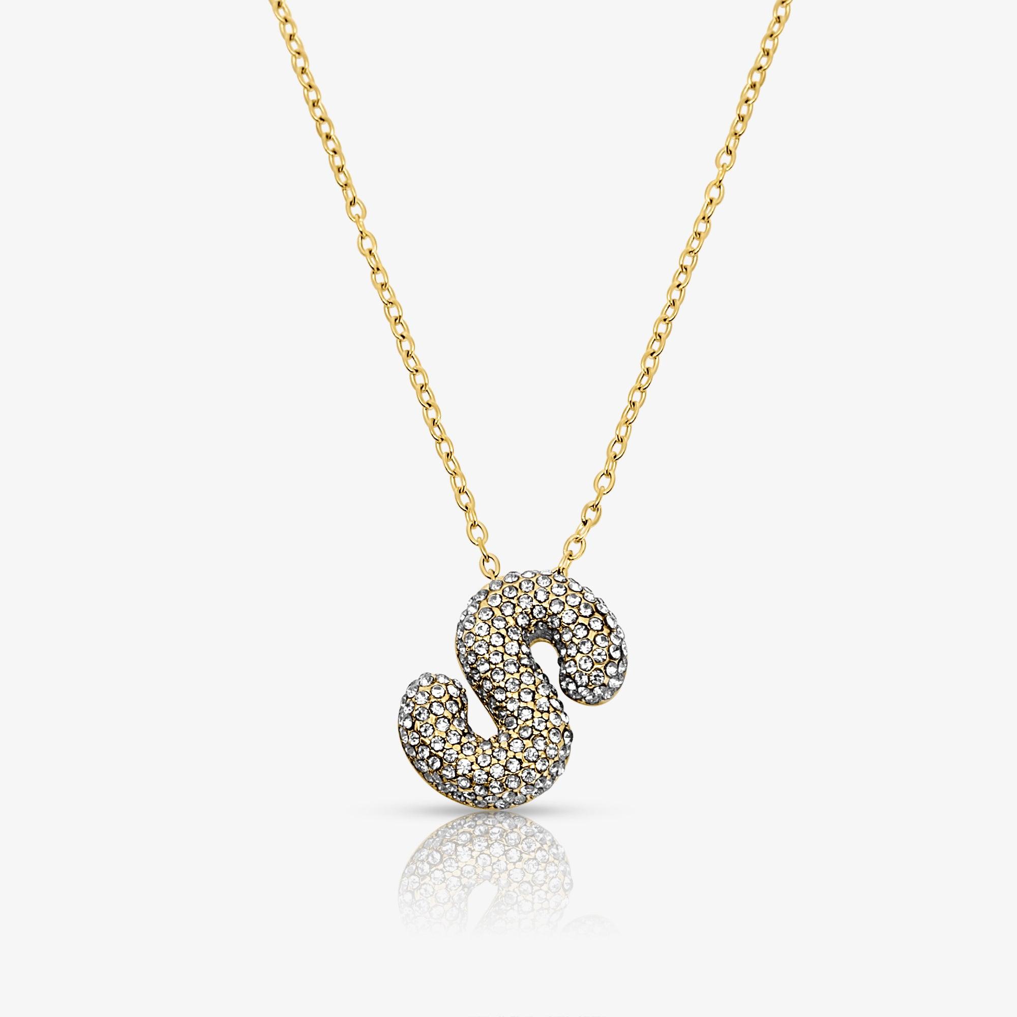 Pave Bubble Letter Necklace