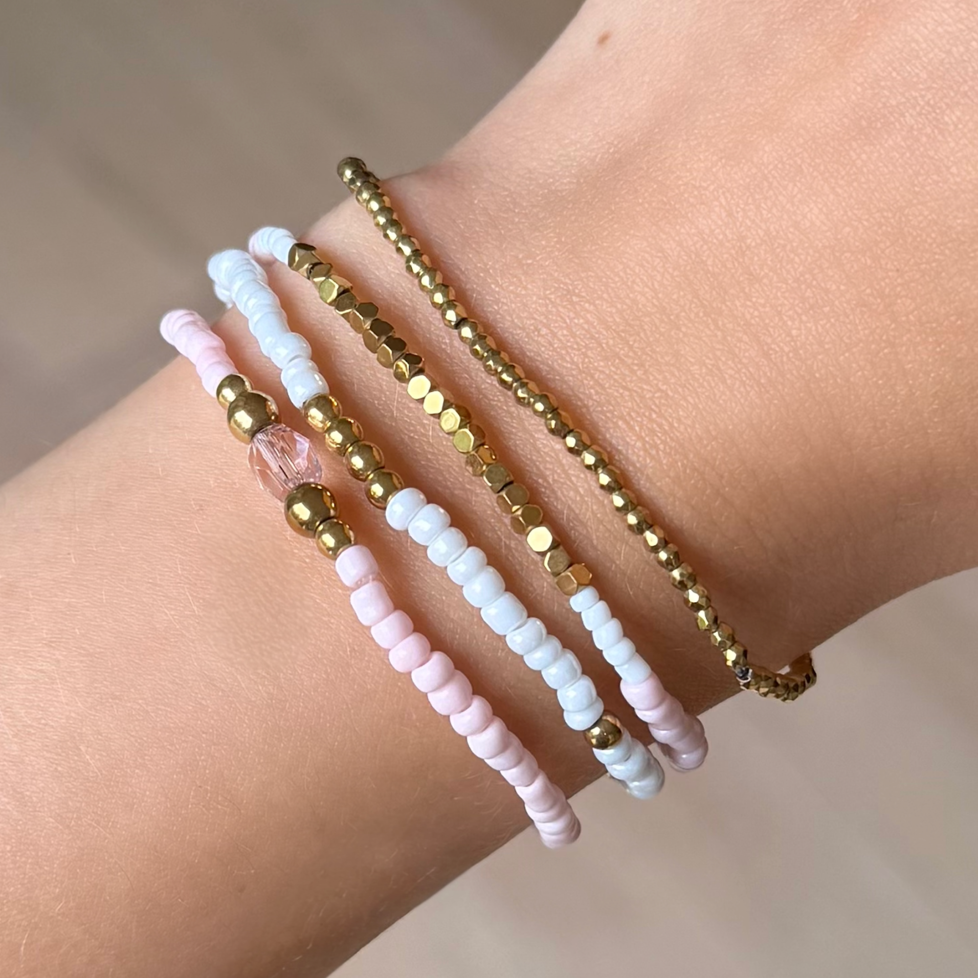 Blush Babe Beaded Bracelet 4 Piece Set