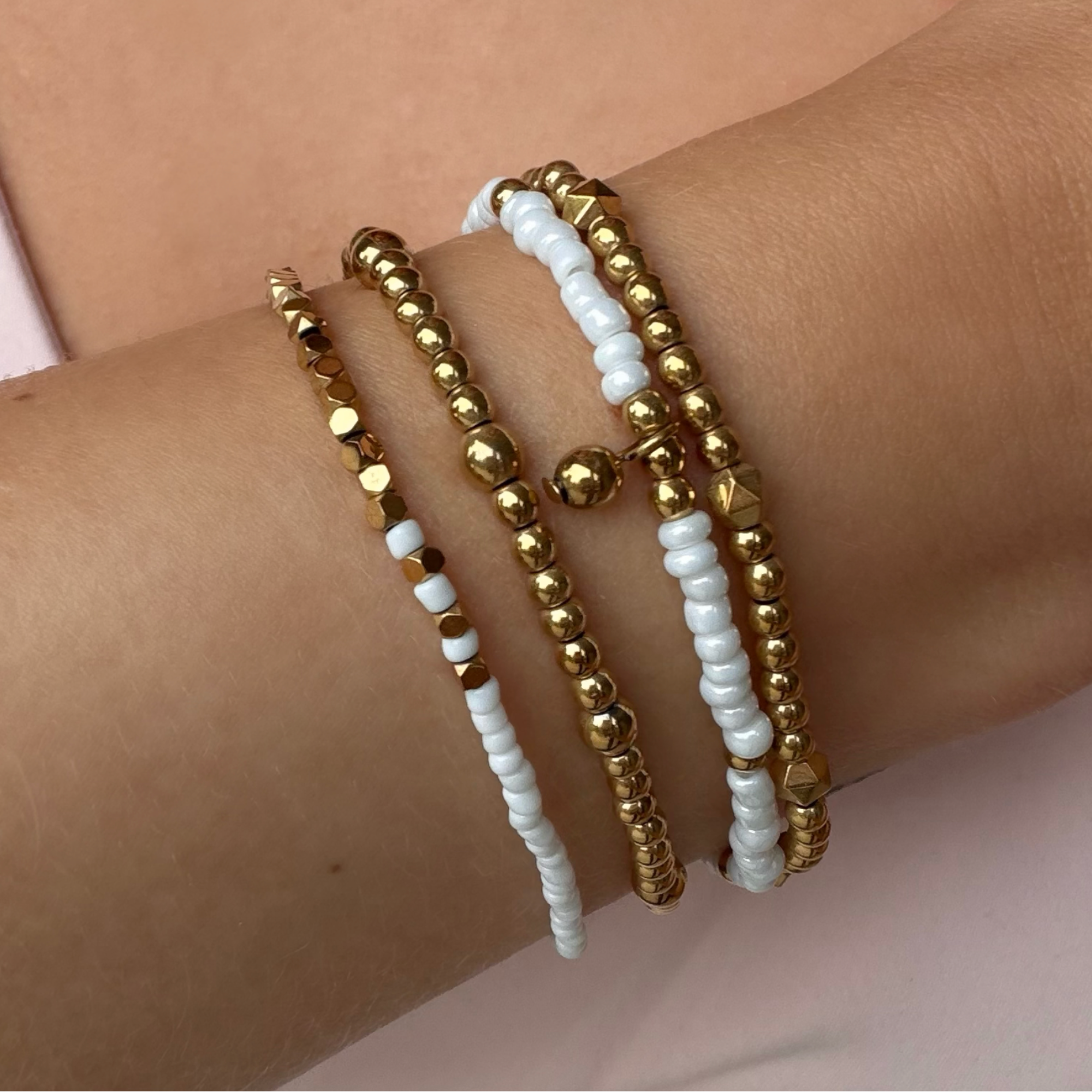 Golden Hour Beaded Bracelet 4 Piece Set