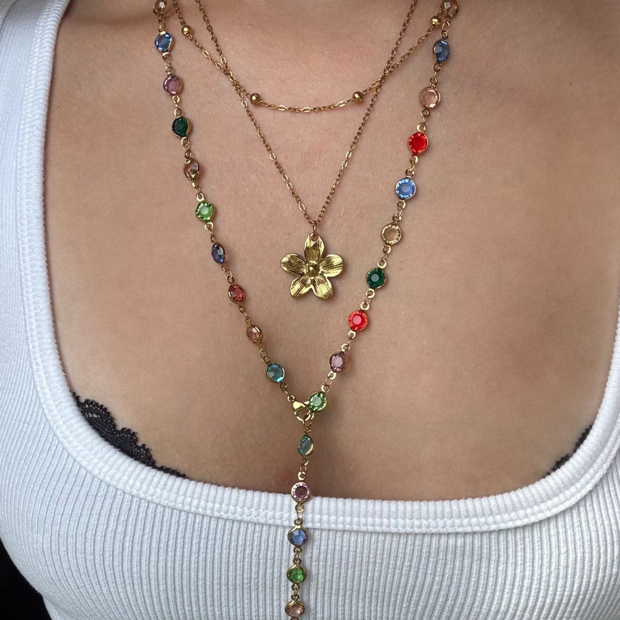 Sunset Glow Rainbow Necklace Set