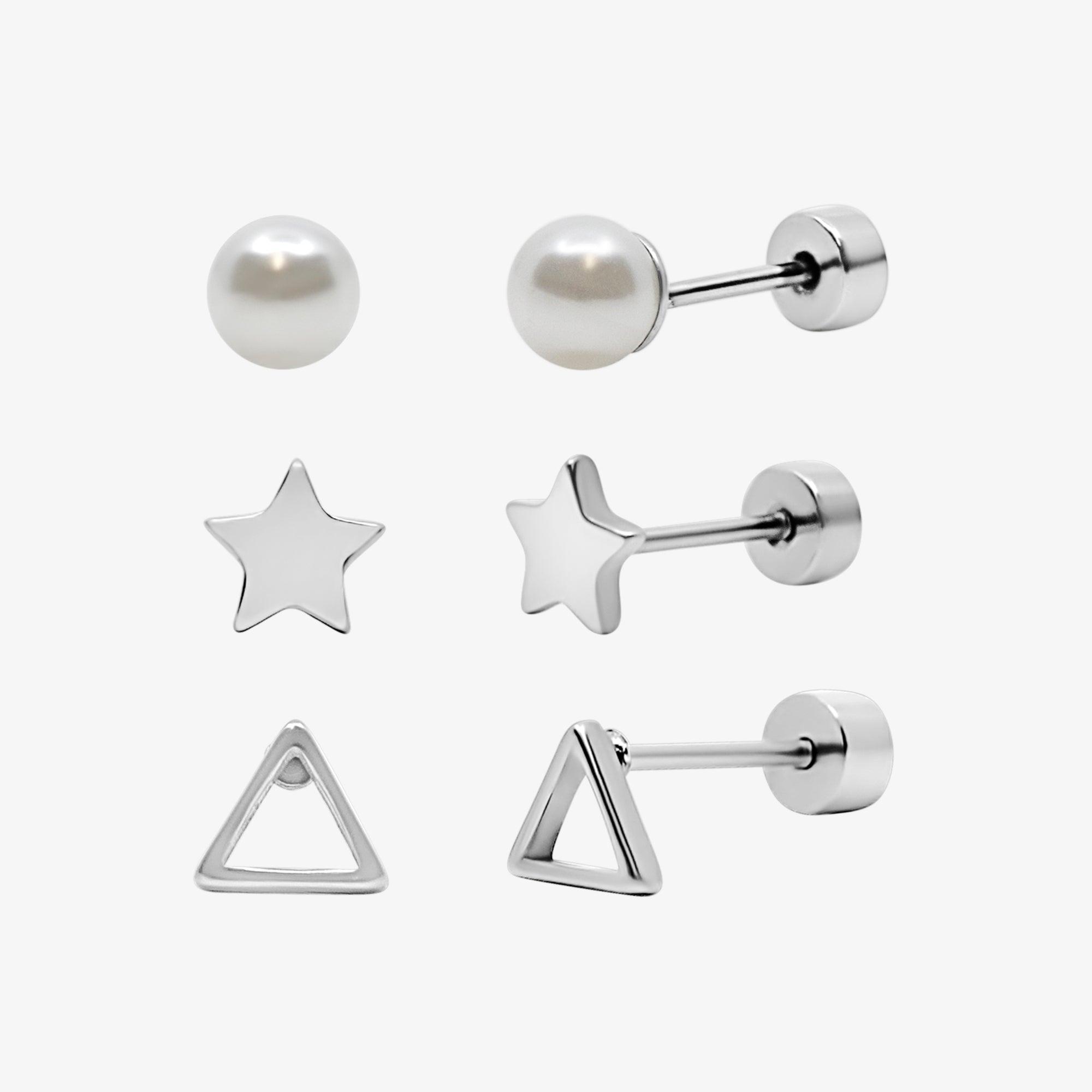 Hey Darling Pearl 3-Piece Flat Back Earrings Set