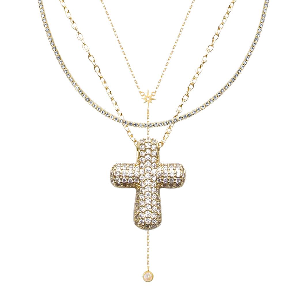 Icy Cross 3-Piece Necklace Bundle