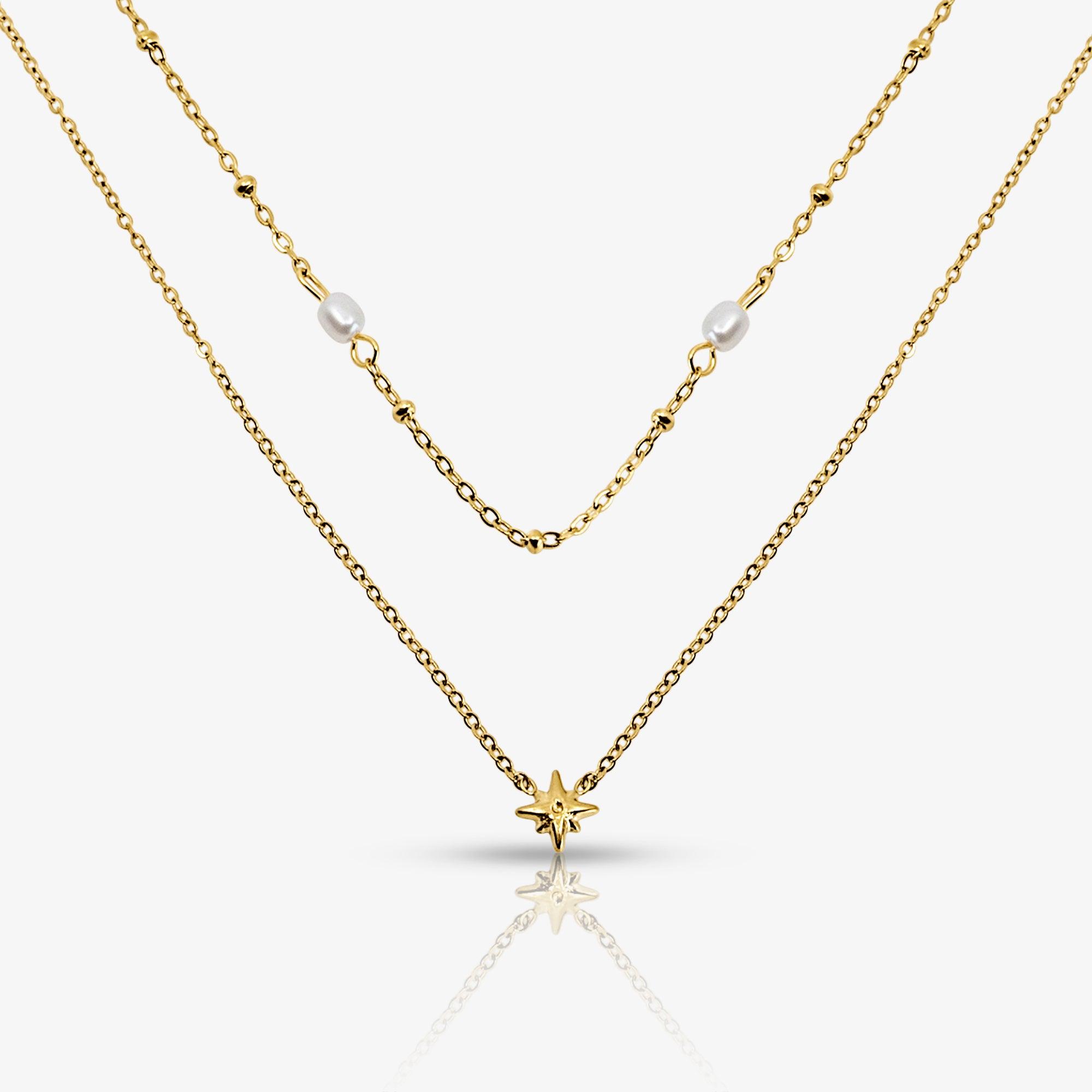 Sunlit Pearl Necklace 2 Pieces Set