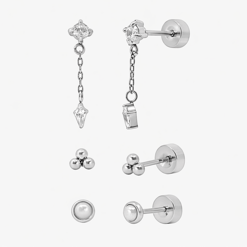 Starry Babe Flat Back 3 Piece Earring Set