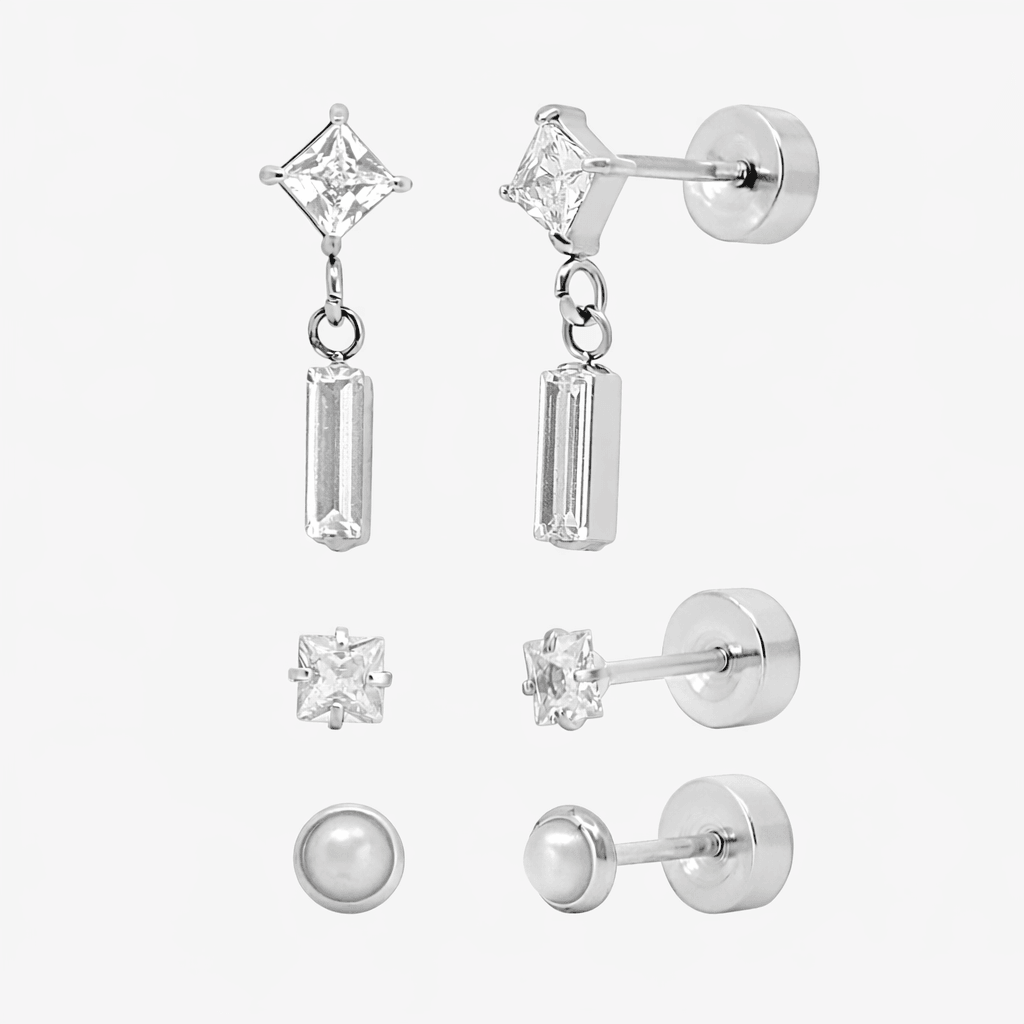 Sweet Shine Flat Back 3 Piece Earring Set